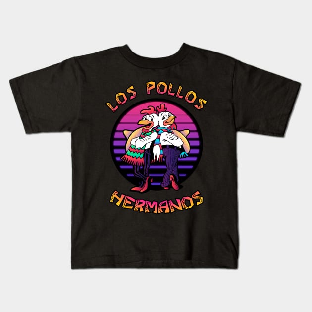 Los Pollos Hermanos - retrowave Kids T-Shirt by Vitaliy_Klimenko